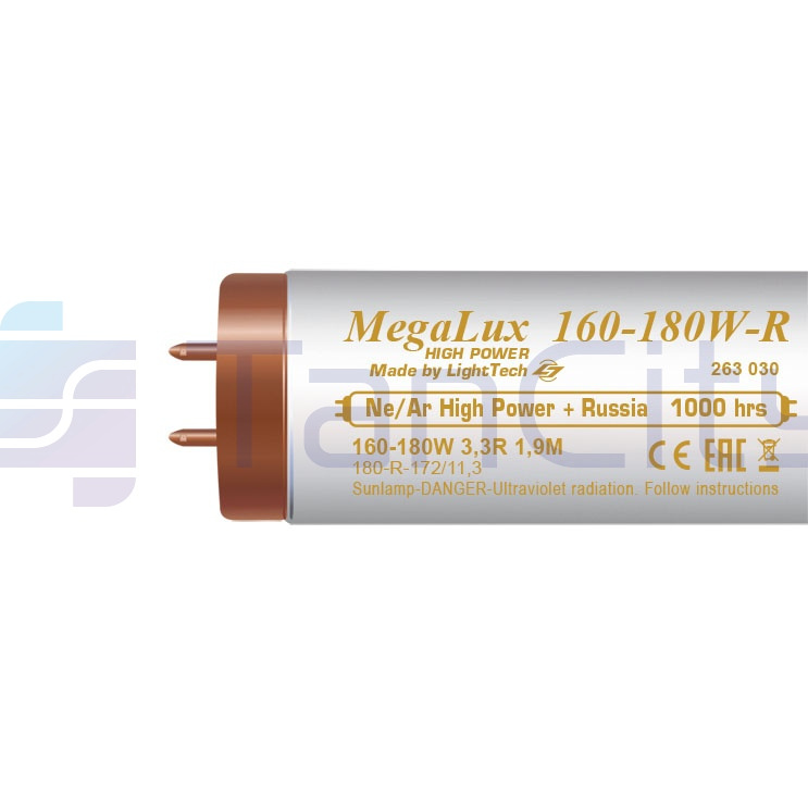 Лампа для солярия MegaLux 160-180W 3,3R 1,9M Ne/Ar High Power + Russia 1000 hrs